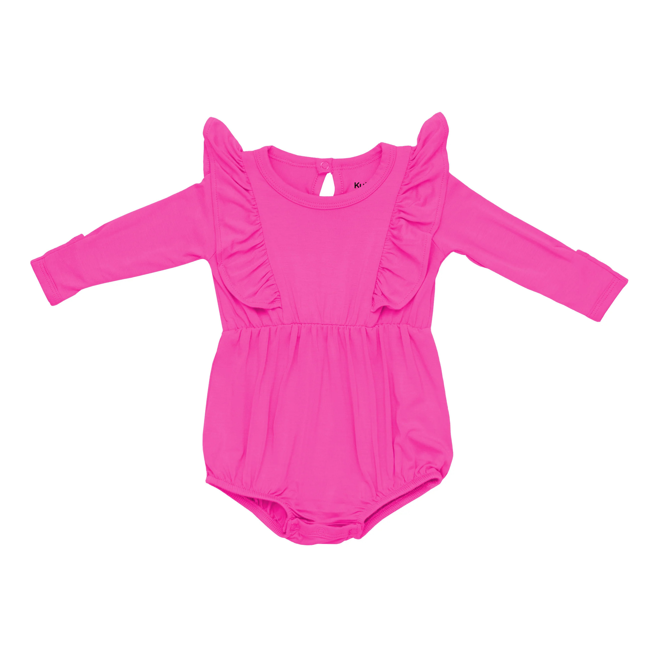 Bamboo Jersey Long Sleeve Bubble Romper in Raspberry | Kyte BABY