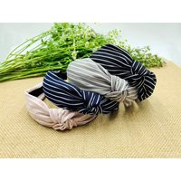 Navy Blue Stripes Knotted Headband, Stylish Fashion Hairband, Headbands For Women, Wide Headband, Al | Etsy (US)