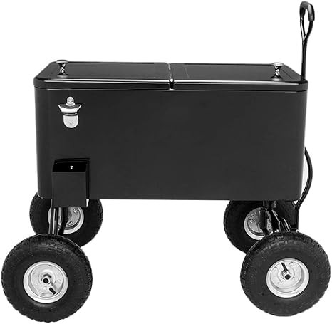 VINGLI 80 Quart Wagon Rolling Cooler Ice Chest, w/Long Handle and 10" Wheels, Portable Beach Pati... | Amazon (US)