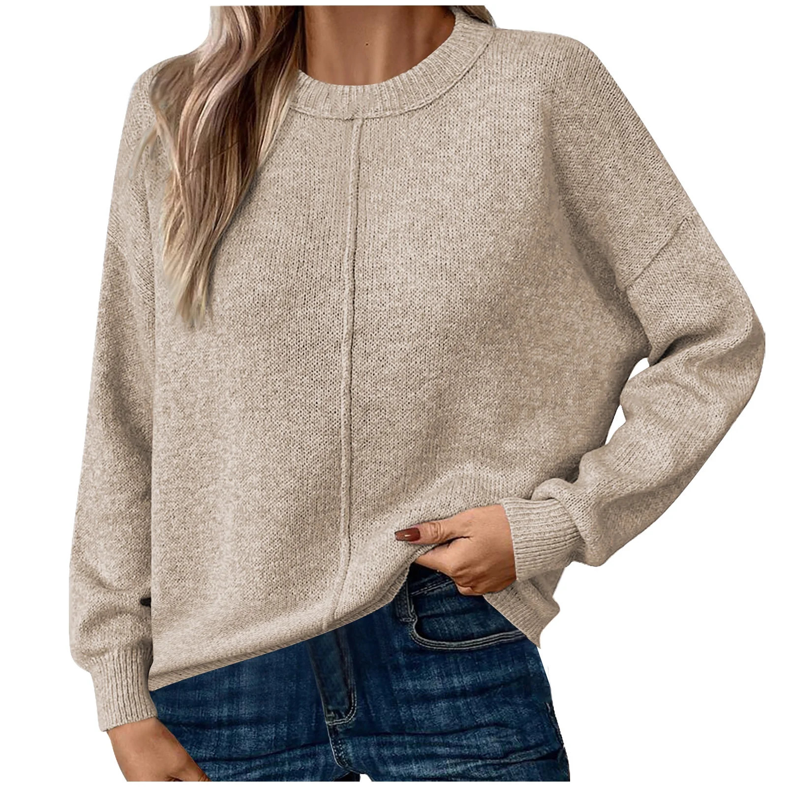 Timegard Womens Sweaters Crewneck Long Sleeve Knit Pullover Fall Winter Casual Loose Solid Color ... | Walmart (CA)