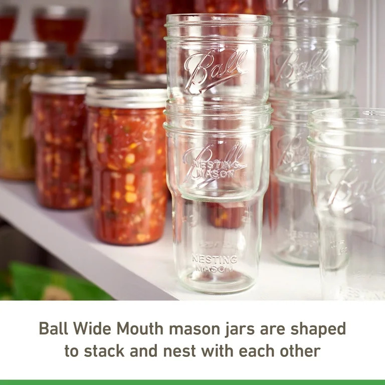 Ball 16oz Mason Jar Drinking Glasses 4-Pack, Wide Mouth Pint Canning Jars for Serving and Gifting... | Walmart (US)