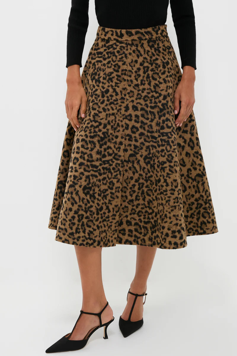 Leopard Brushed Wool Andrea Circle Skirt | Tuckernuck (US)
