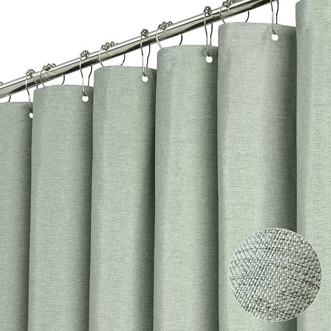 BTTN 96 Inch Extra Long Shower Curtain - Linen Textured Heavy Duty Tall Fabric Shower Curtain Set... | Amazon (CA)