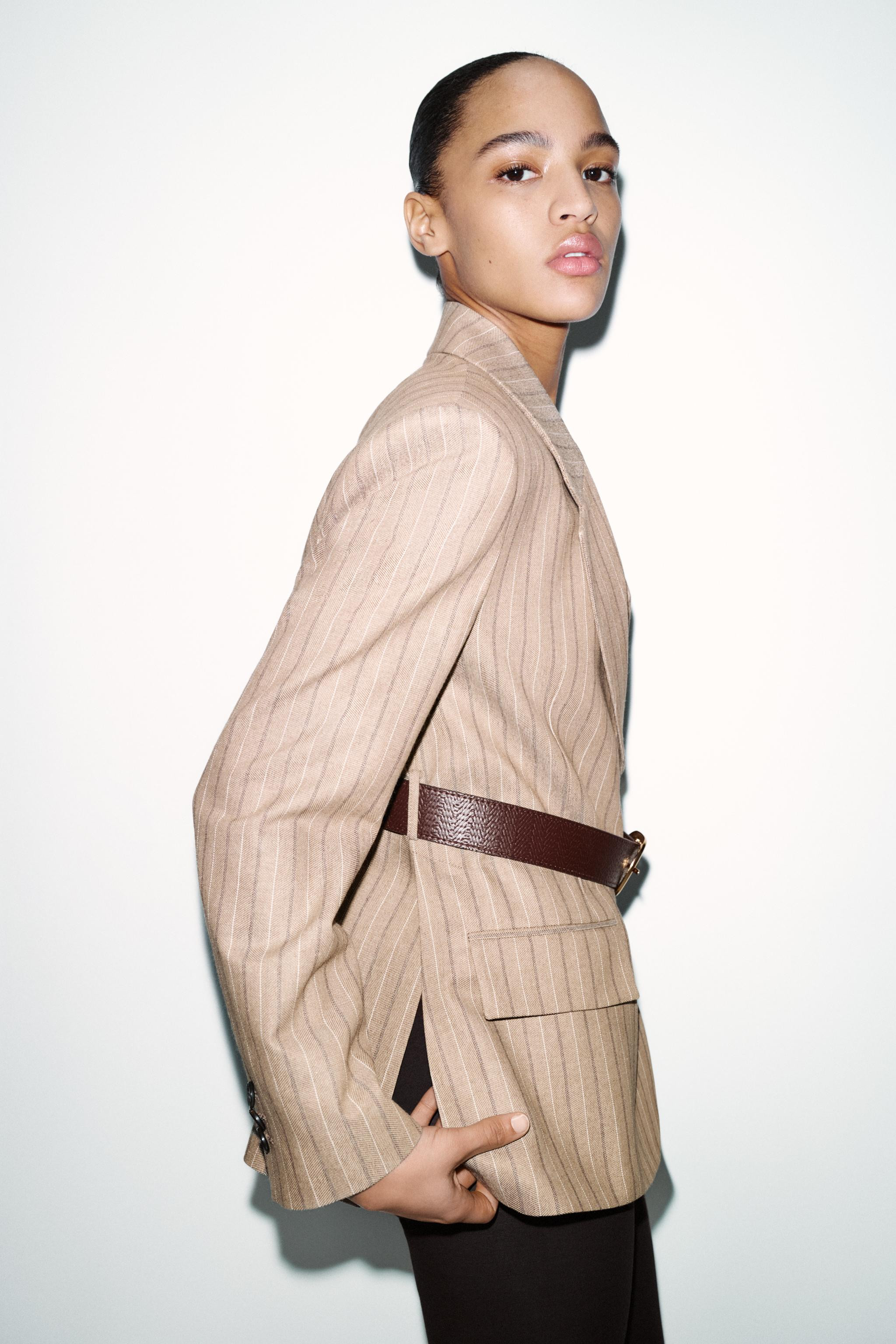 HERRINGBONE BLAZER WITH BELT | Zara UK