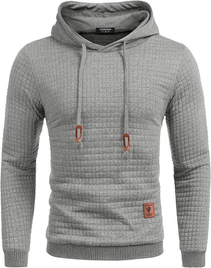 COOFANDY Men's Sweatshirt Hipster Gym Long Sleeve Drawstring Hooded Plaid Jacquard Pullover Hoodi... | Amazon (US)