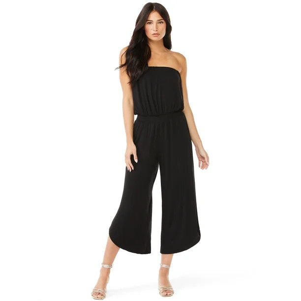 Sofia Jeans by Sofia Vergara Women's Strapless Jumpsuit with Asymmetrical Hem | Walmart (US)