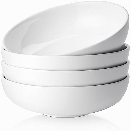 DOWAN Pasta Bowls 47 oz, Large Salad Bowls 2.5" Deep Soup Bowls, Porcelain Serving Bowls Set of 4... | Amazon (US)