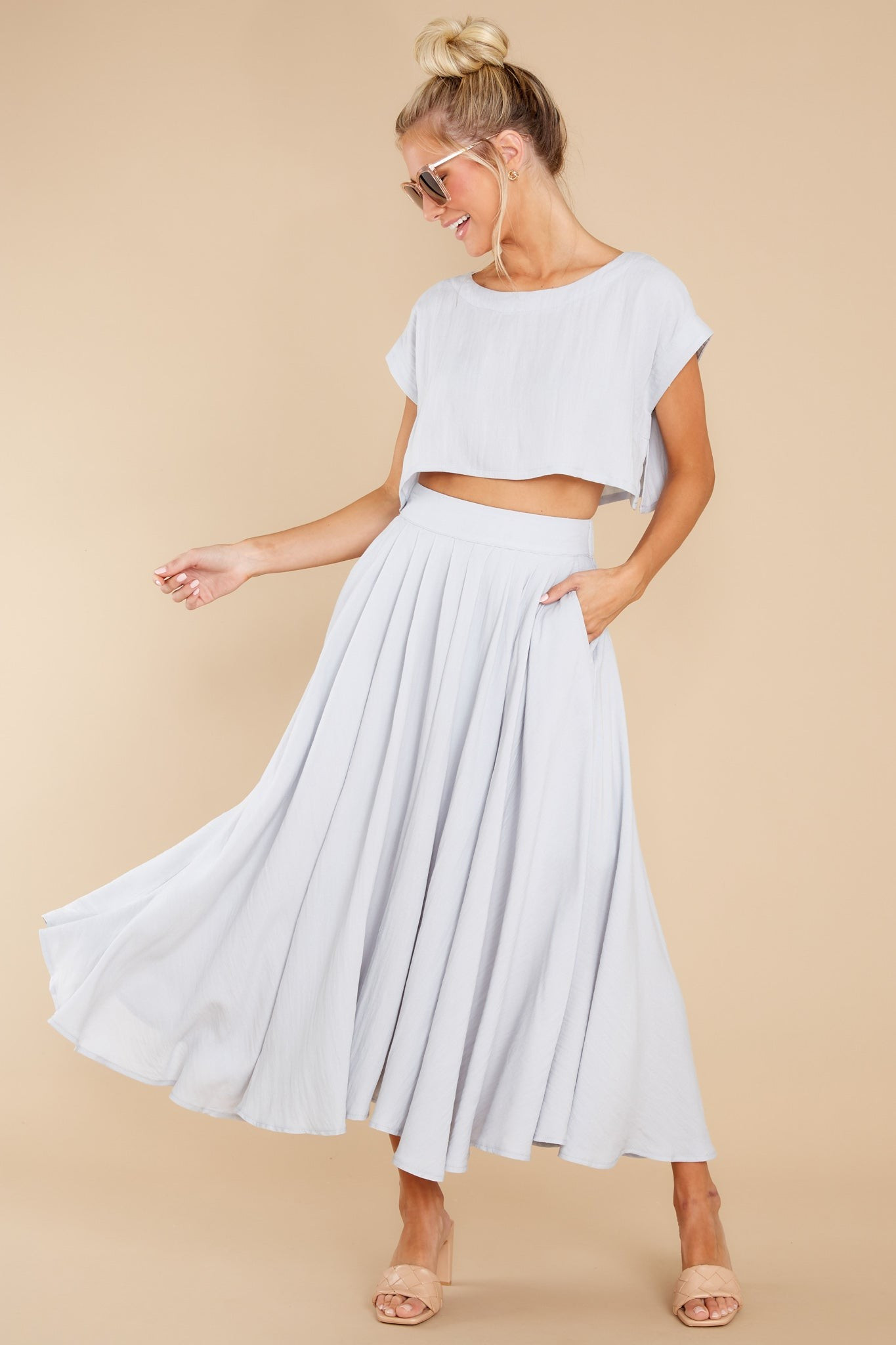 Sweet Memory Of Us Light Blue Two Piece Set | Red Dress 