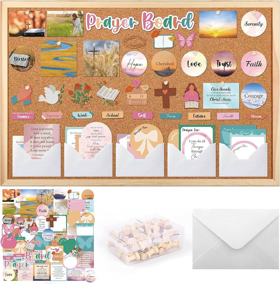 Boho Prayer Board Kit - 114 Pcs Prayer Board Supplies with Pins Envelope Bible Verse Quotes Cards... | Amazon (US)
