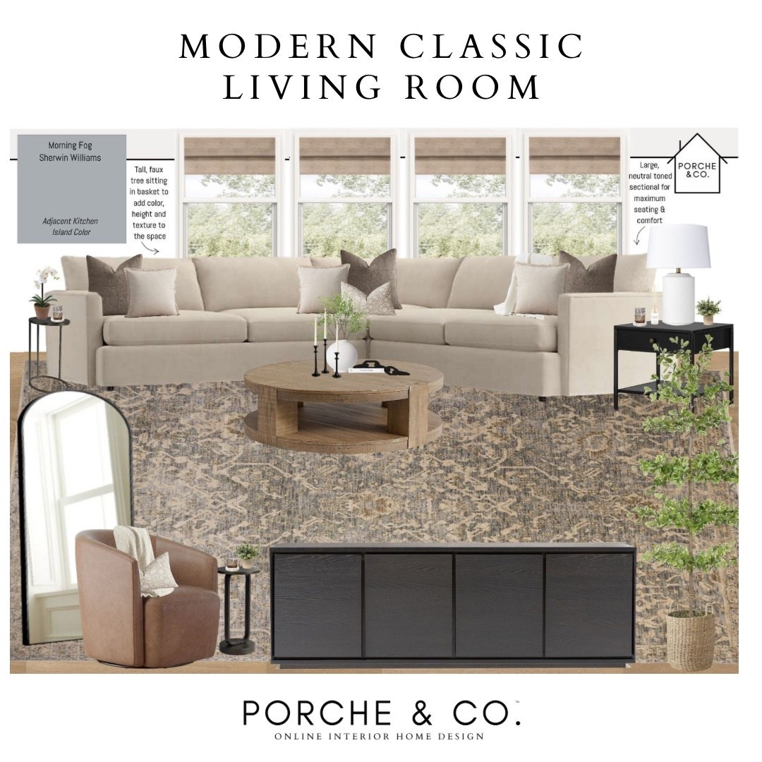 Neutral tones, layered textures, and elevated comfort — this Modern Classic Living Room is all about relaxed sophistication 🤍 Designed with a spacious sectional, cozy accents, and tonal contrast to ground the space. Living Room Online Interior Design by Porche & Co.

#porcheandco #visionboard #moodboard #interiordesign #virtualdesign #modernclassic #livingroomstyle #onlineinteriordesign #neutralhome #cozyandchic


#LTKOver40 #LTKStyleTip #LTKHome