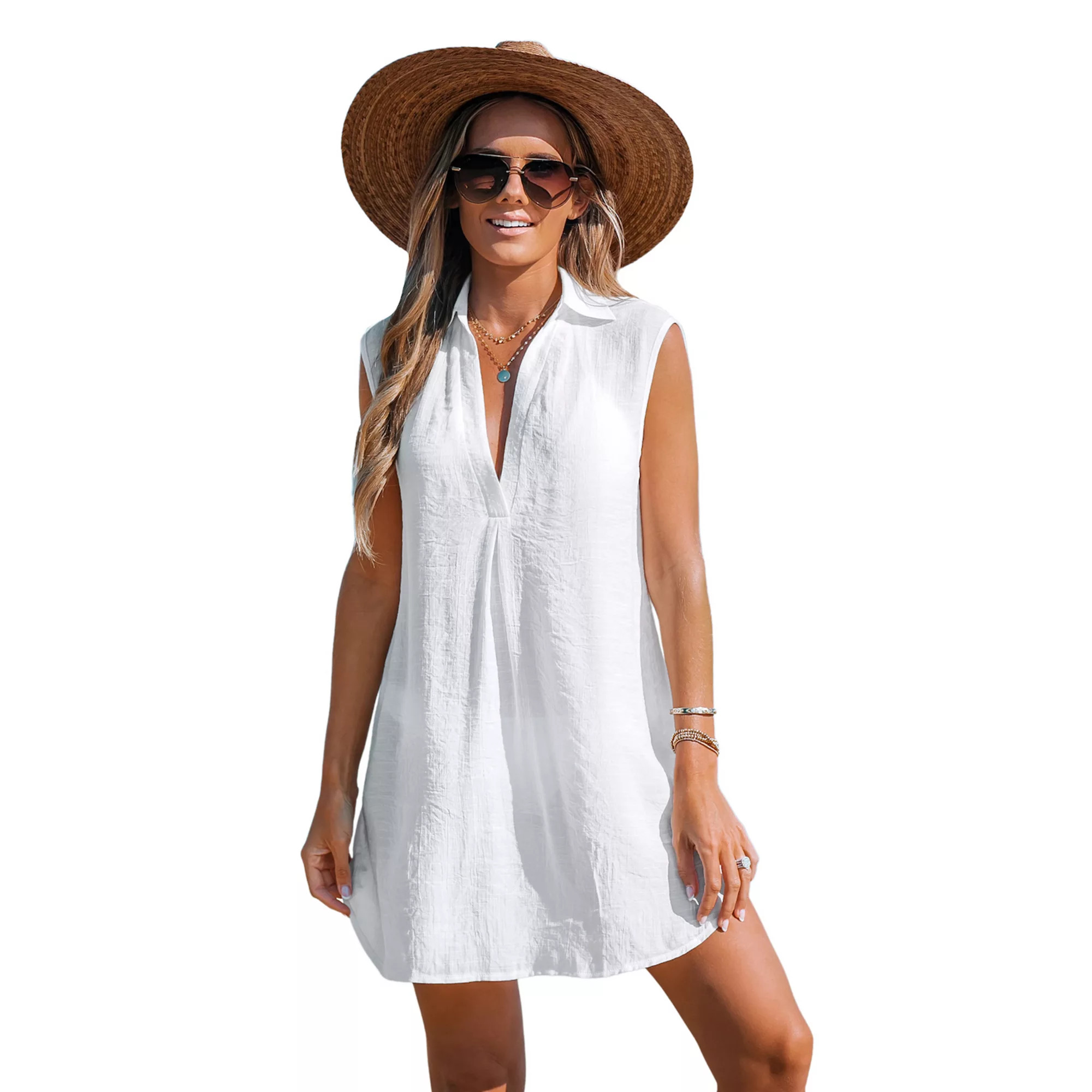 Women's Cupshe V-Neck Basic Collar Cover-Up Dress | Kohl's