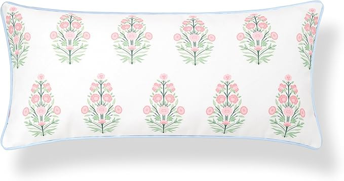 Hofdeco Premium Coastal Grandmillennial Patio Indoor Outdoor Lumbar Pillow Cover Only, 12"x26" Wa... | Amazon (US)