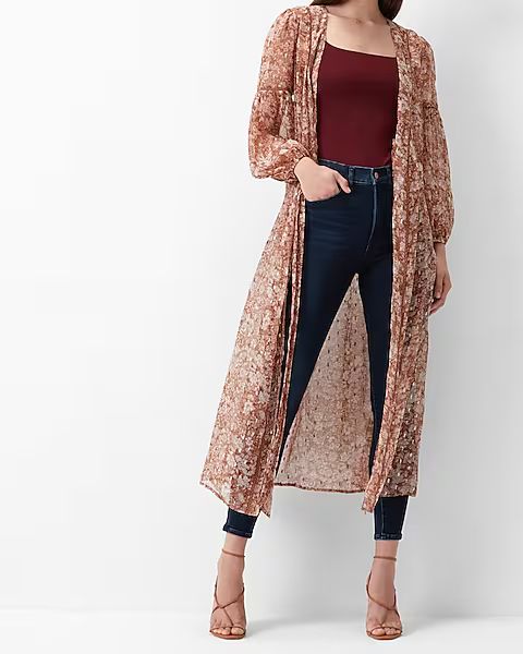 Metallic Floral Maxi Cover-Up | Express