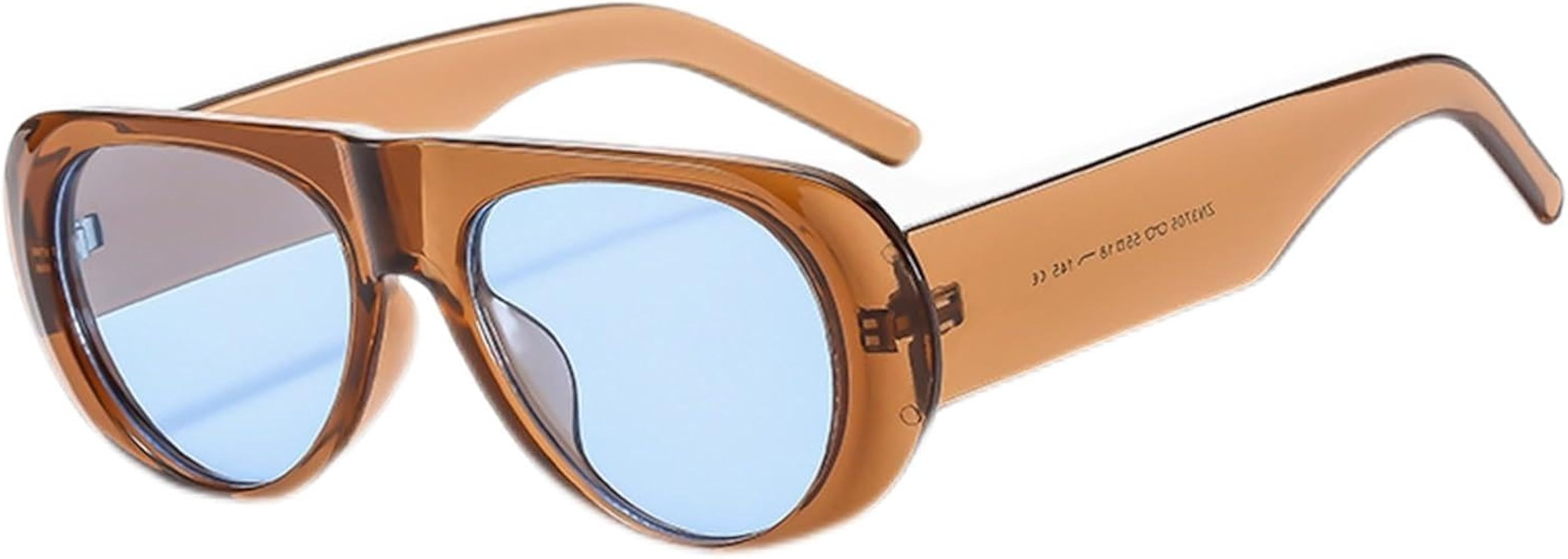 Oval Men's And Women's Retro UV400 Sunglasses Gift | Amazon (US)