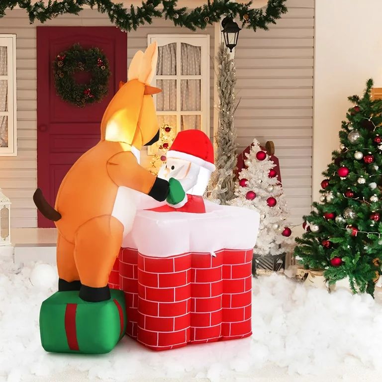 Gymax 5FT Inflatable Christmas Decoration Liftable Santa Claus Climbing Chimney Holiday Decoratio... | Walmart (US)