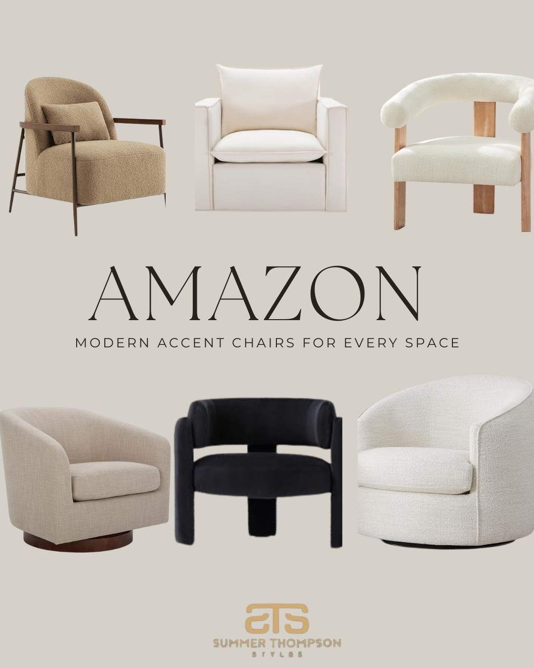 Modern accent chairs that elevate any space 🖤 From cozy swivel styles to sculptural silhouettes, these Amazon finds mix comfort and design beautifully — perfect for living rooms, bedrooms, or a quiet reading corner.

#AmazonHomeFinds
#AccentChairs
#ModernHomeDecor
#AmazonFurniture
#HomeDecorInspo
#NeutralHomeStyle
#CozyHomeVibes
#AmazonHomeFavorites
#ModernInteriorDesign
#TimelessFurniture

#LTKHome #LTKU #LTKStyleTip