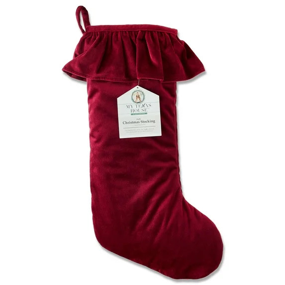 Red Ruffle Christmas Stocking, 20", by My Texas House - Walmart.com | Walmart (US)