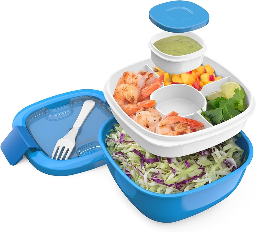Bentgo All-in-One Salad Container - Large Salad Bowl, Bento Box Tray, Leak-Proof Sauce Container,... | Amazon (US)