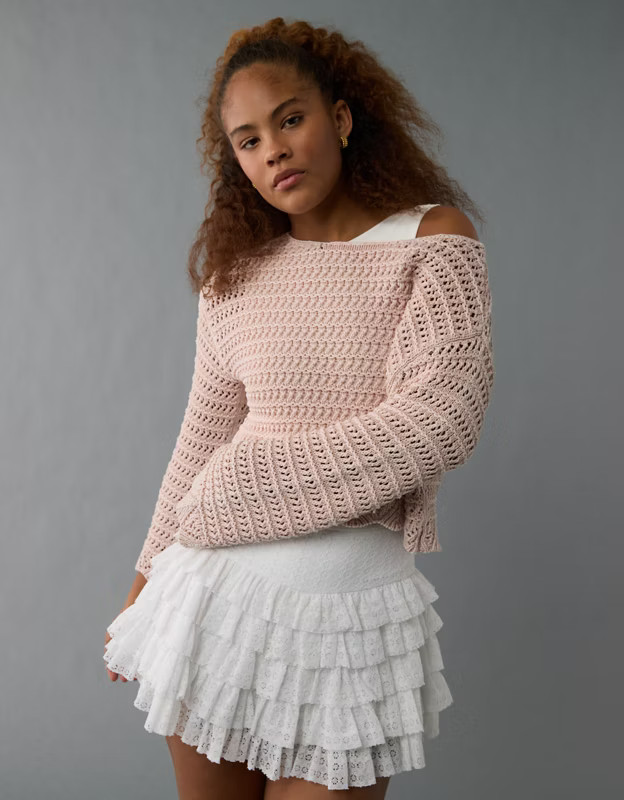 AE Ballet Neck Open Knit Sweater | American Eagle Outfitters (US & CA)