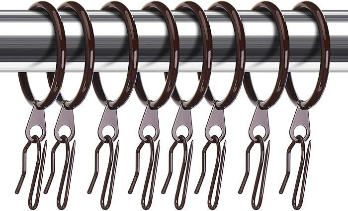 Hotop 30 Pcs Metal Drapery Curtain Rings 0.98/1.26/1.65 inch Interior Diameter and 30 Pcs Hanging... | Amazon (US)