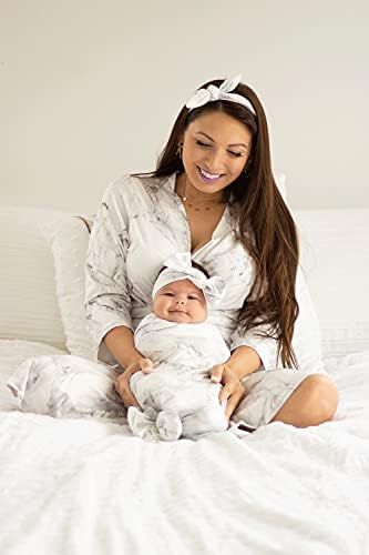 Mommy o' Clock Mommy Robe for Maternity and Baby Swaddle Blanket, Milk Silk Matching Delivery Rob... | Amazon (US)