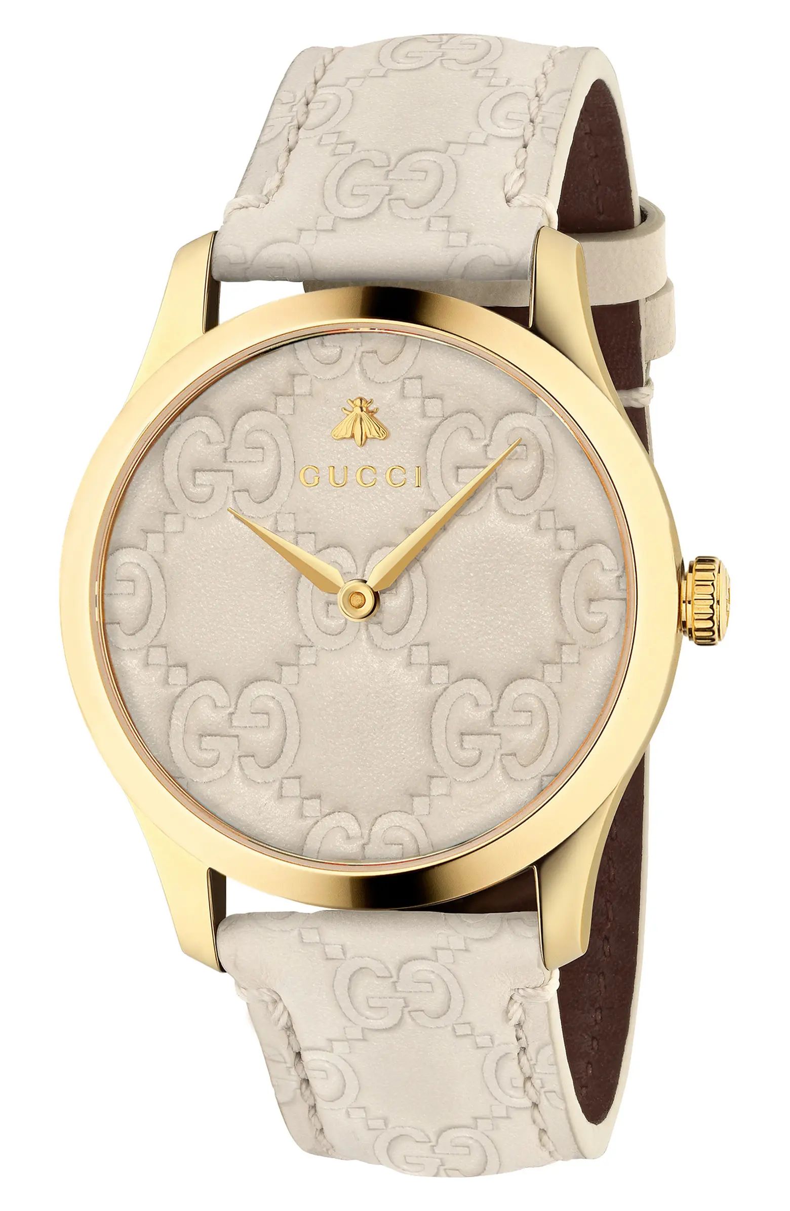 G-Timeless Logo Leather Strap Watch, 38mm | Nordstrom