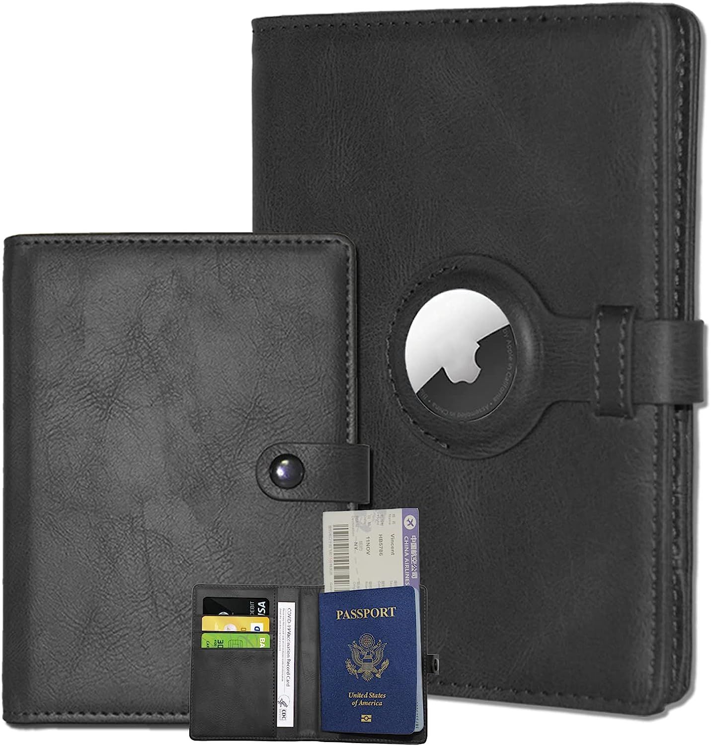 HOORINB Travel Passport Wallet for Women Men with Airtag Holder, RFID Passport and Vaccine Card Hold | Amazon (US)