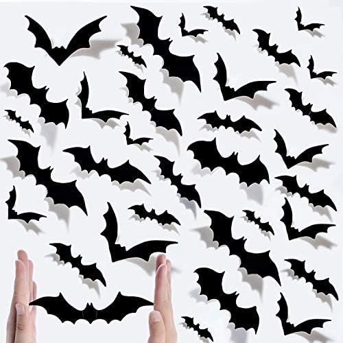120 Pcs Halloween 3D Bats Decoration Wall Decal Wall Sticker, Hallowmas Party Supplies Scary Bat ... | Amazon (US)