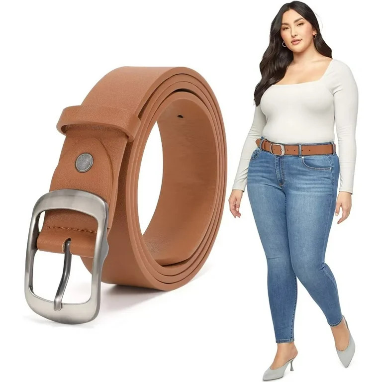 JASGOOD Belts for Women Brown Leather Plus Size Waist Belts for Jeans Pants | Walmart (US)