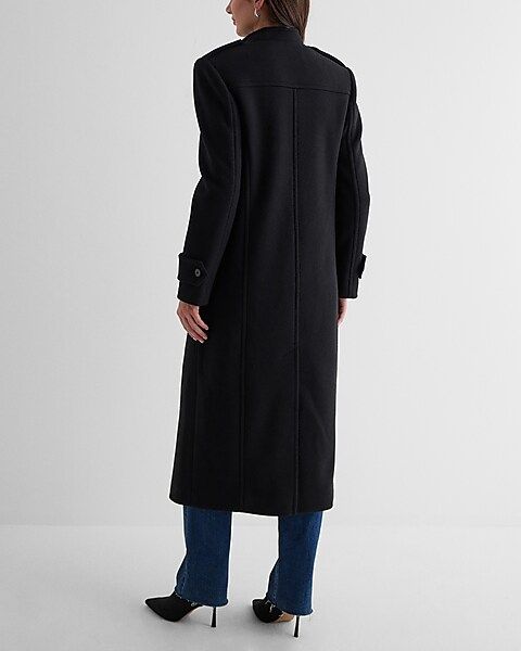 Faux Wool Double Breasted Stand Collar Coat | Express