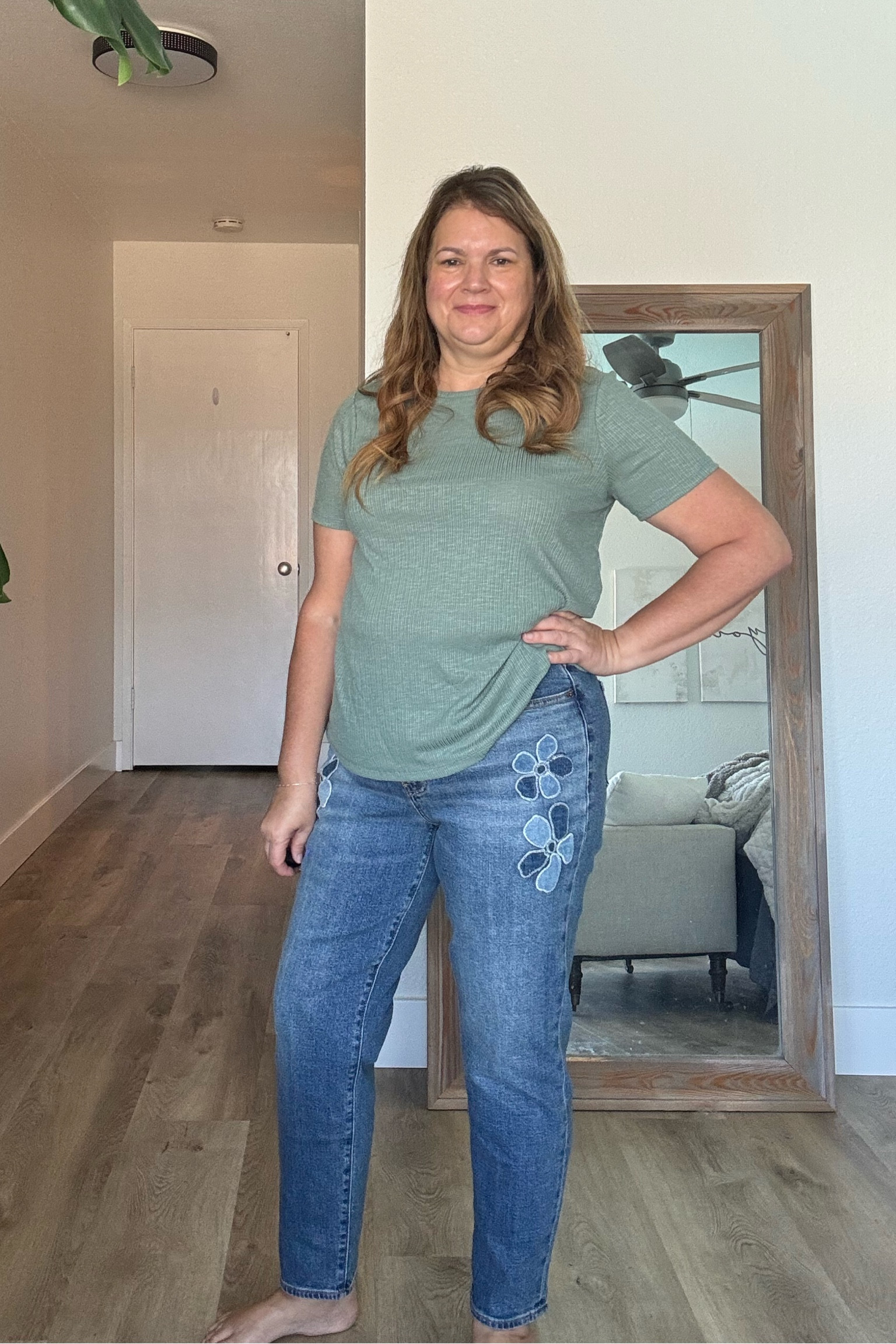 Cute green top and flowered jeans from Old Navy

#LTKStyleTip #LTKBeauty