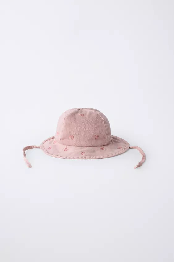 EMBROIDERED HEARTS TWILL BUCKET HAT | Zara US