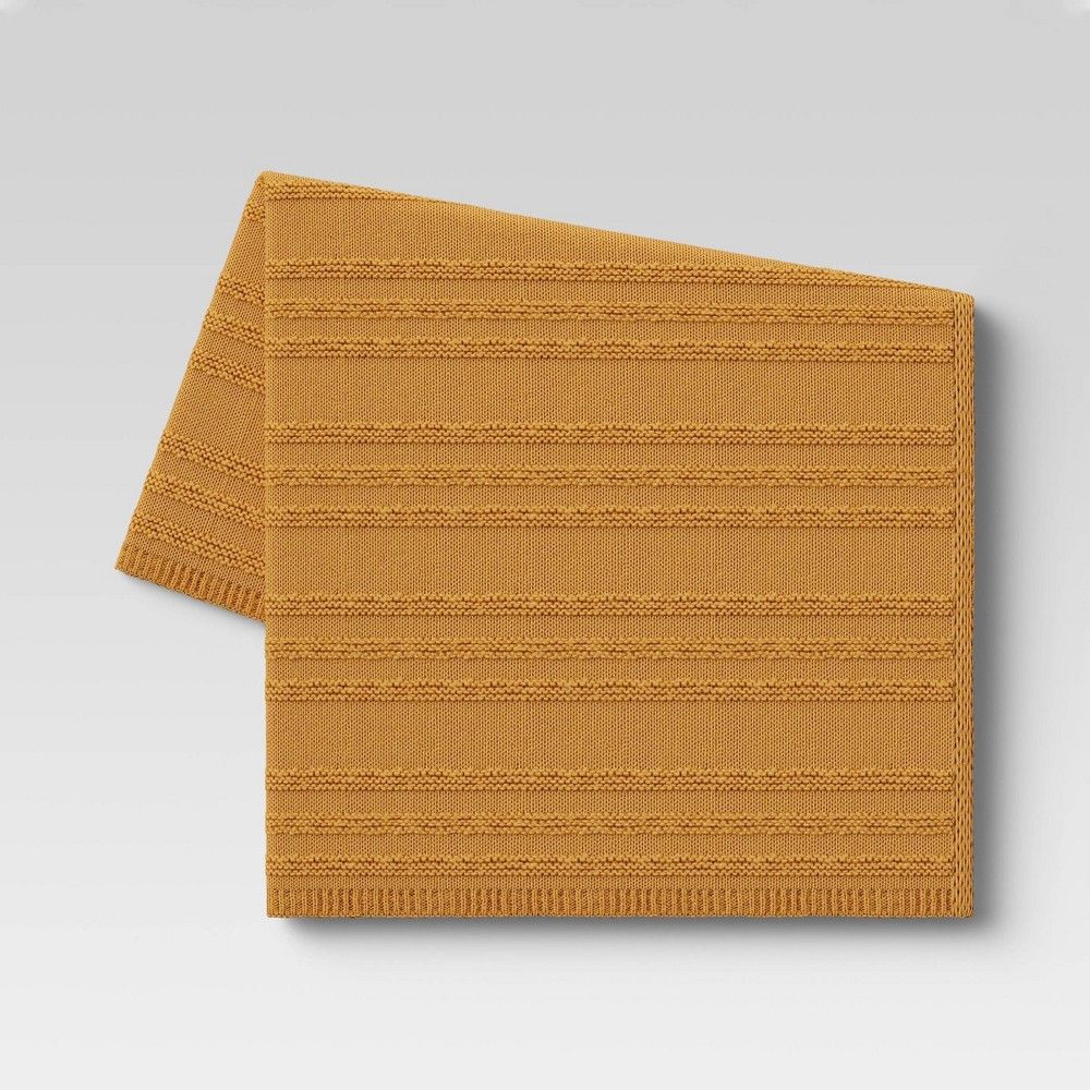 50""x60"" Chunky Striped Knit Throw Blanket Yellow - Threshold | Target
