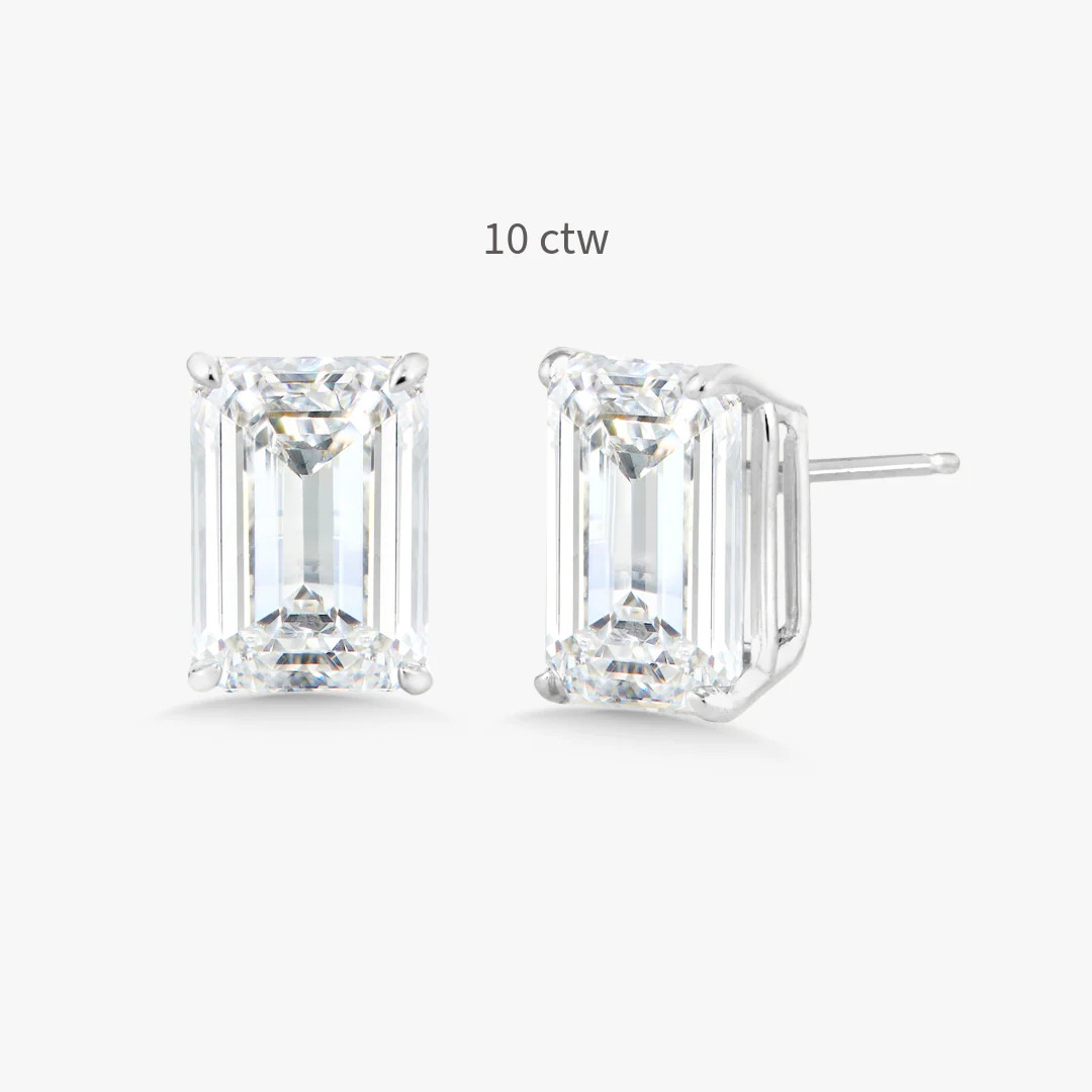 Lab Grown Emerald Cut Diamond Studs | RW Fine Jewelry