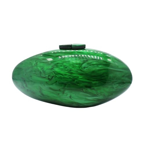 PENGZHI Women Oval Acrylic Evening Clutch Bag Ladies Marble Purses and Handbags Pearl Acrylic Shoulder Bag for Wedding Party, Green | Amazon (US)