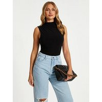Quiz Ruched Sleeveless Bodysuit - Black, Black, Size 6, Women | Very (UK)