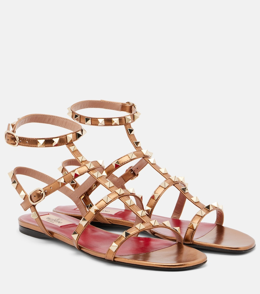 Valentino Garavani Rockstud metallic leather sandals | Mytheresa (US/CA)