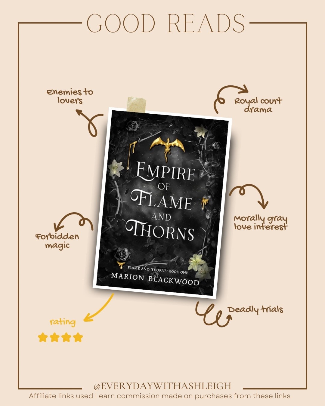 Looking for a fantasy romance with high stakes, royal court drama, and a morally gray MMC? Empire of Flame and Thorns checks every box — especially if you love enemLooking for a fantasy romance with high stakes, royal court drama, and a morally gray MMC? Empire of Flame and Thorns checks every box — especially if you love enemies to lovers and deadly trials 🔥📚 Add this romantasy to your TBR ASAP

#LTKdayinmylife #LTKstorytime #LTKHome