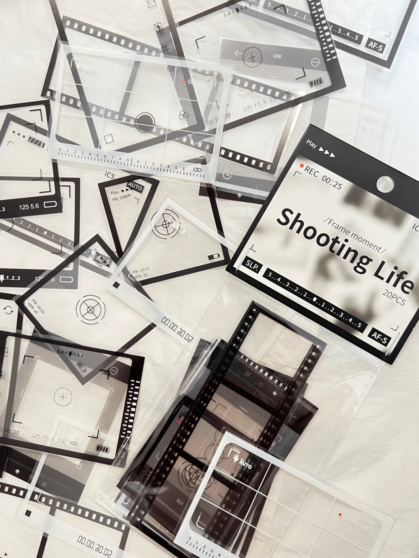[Shooting Life Series]1pack/20pcs Black & White Film Photography Frame Diy Stickers | SHEIN
