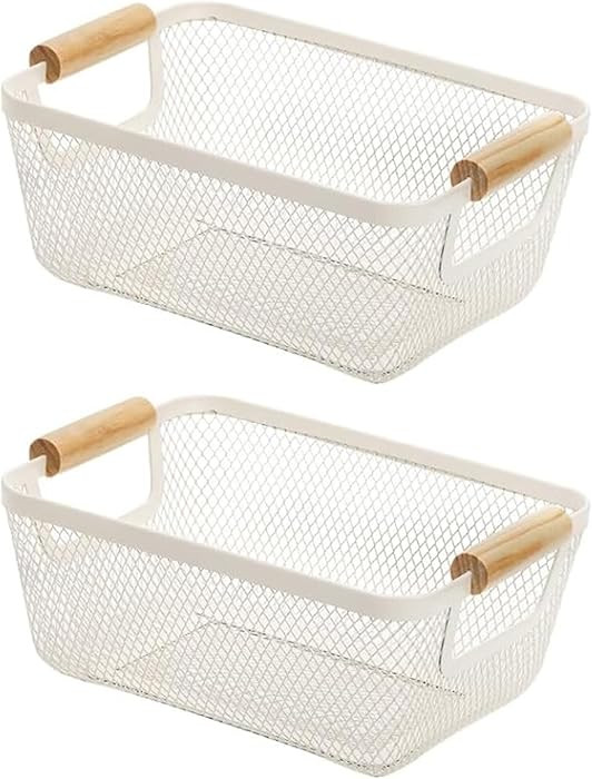 AJIODA 2Pack Metal Mesh Steel Basket, Small Wire Storage Organizer Basket Multi-function Hanging ... | Amazon (US)