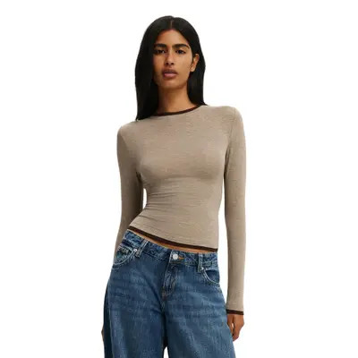 Cotton On Women's Double Layer Long Sleeve in Dark Oak Iced Marine at Nordstrom, Size Xx-Small | Nordstrom
