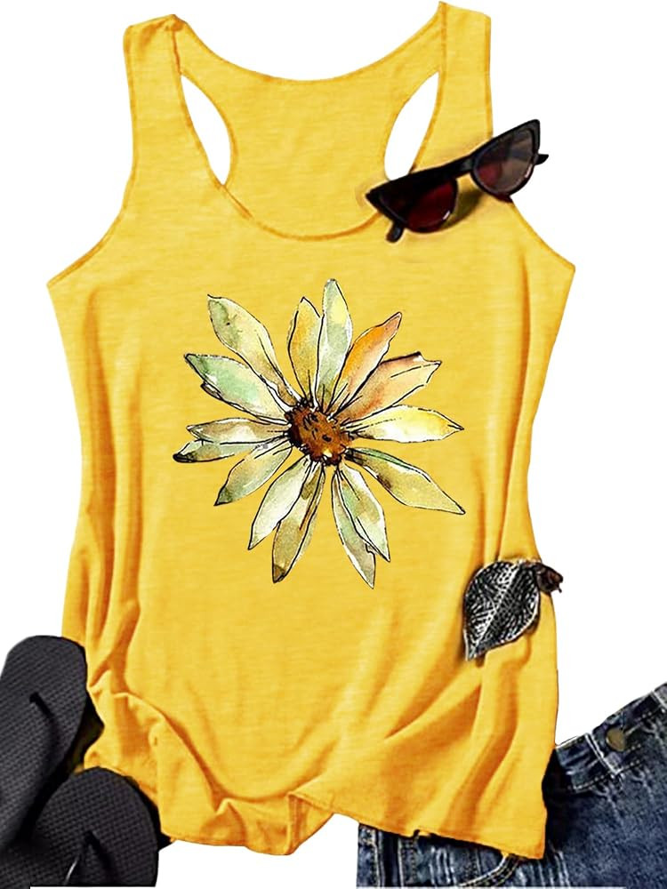 GEMLON Womens Tank Tops Summer Graphic Basic Casual Loose Sleeveless Tees Shirts for Women | Amazon (US)