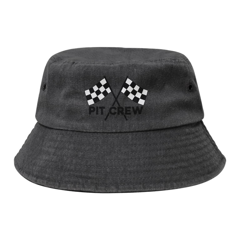 Checkered Flags Race Car Flag Washed Bucket Hat For Men Women Denim Bucket Hat Sun Hat Cowboy Fis... | Walmart (US)