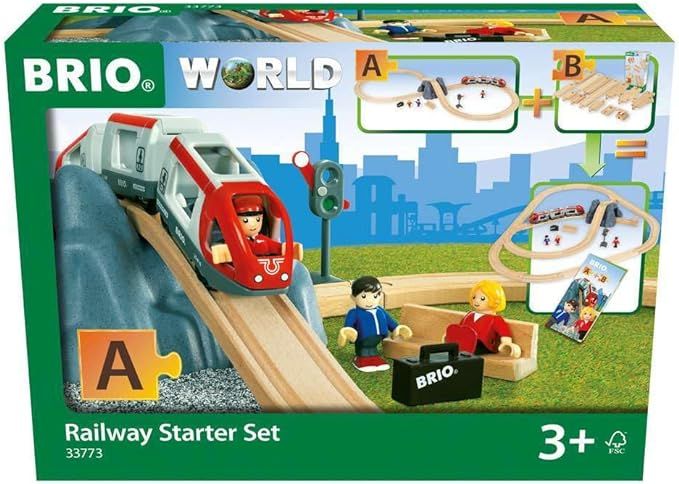 BRIO World - 33773 Railway Starter Set | 26 Piece Toy Train with Accessories and Wooden Tracks fo... | Amazon (US)