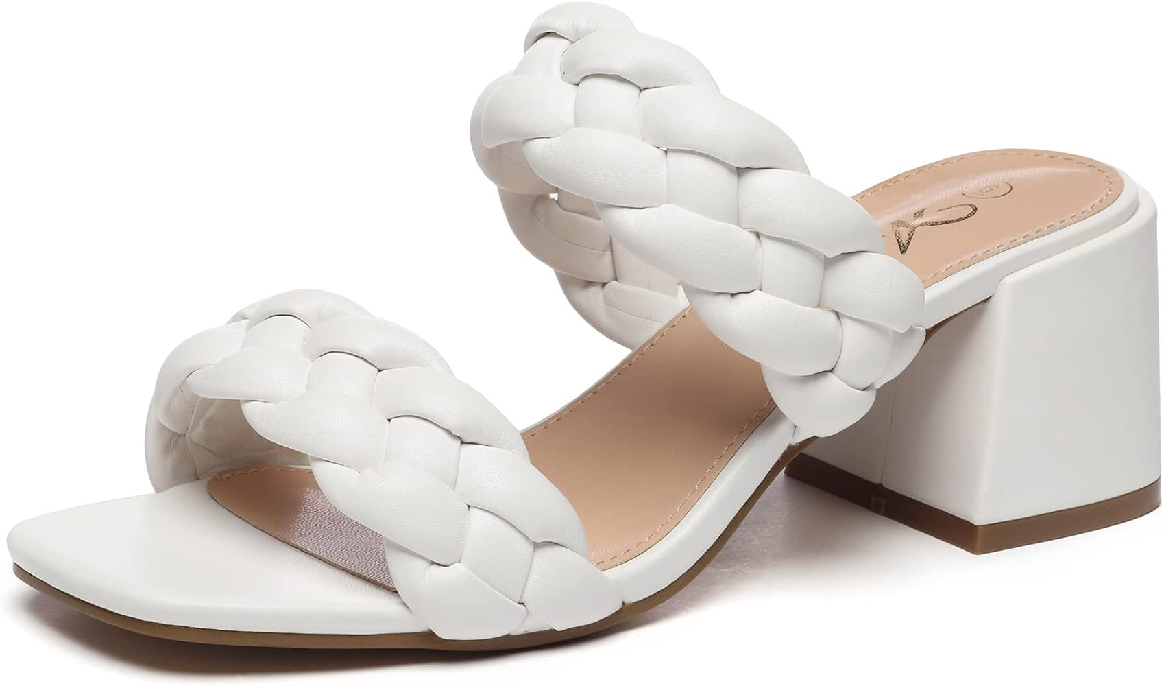 Athlefit Women's Braided Heeled Sandals Strappy Square Open Toe Heels Backless Mules Slip On Bloc... | Amazon (US)