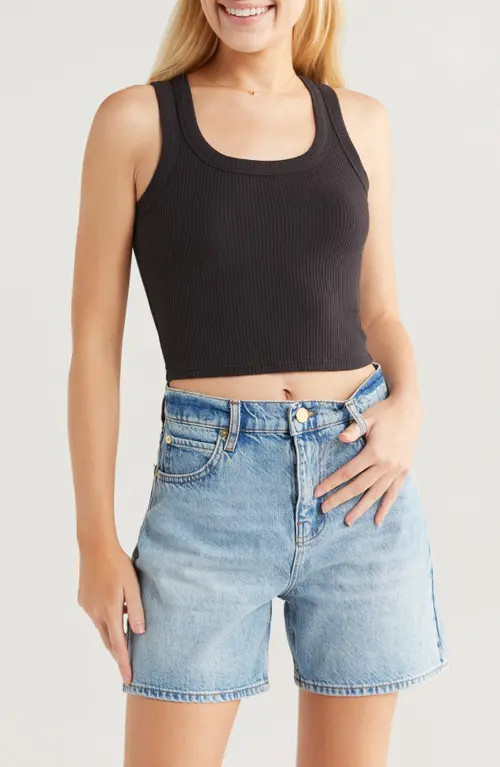 Billabong Rerun Rib Crop Tank in Black Sand at Nordstrom, Size Small | Nordstrom