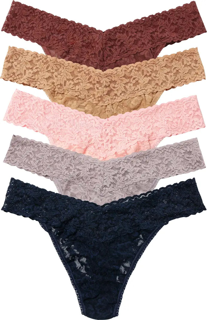 Holiday Cracker Assorted 5-Pack Original Rise Thongs | Nordstrom