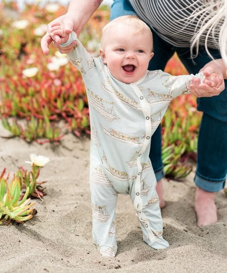 Blue & Gray Ships Footie - Newborn | Zulily