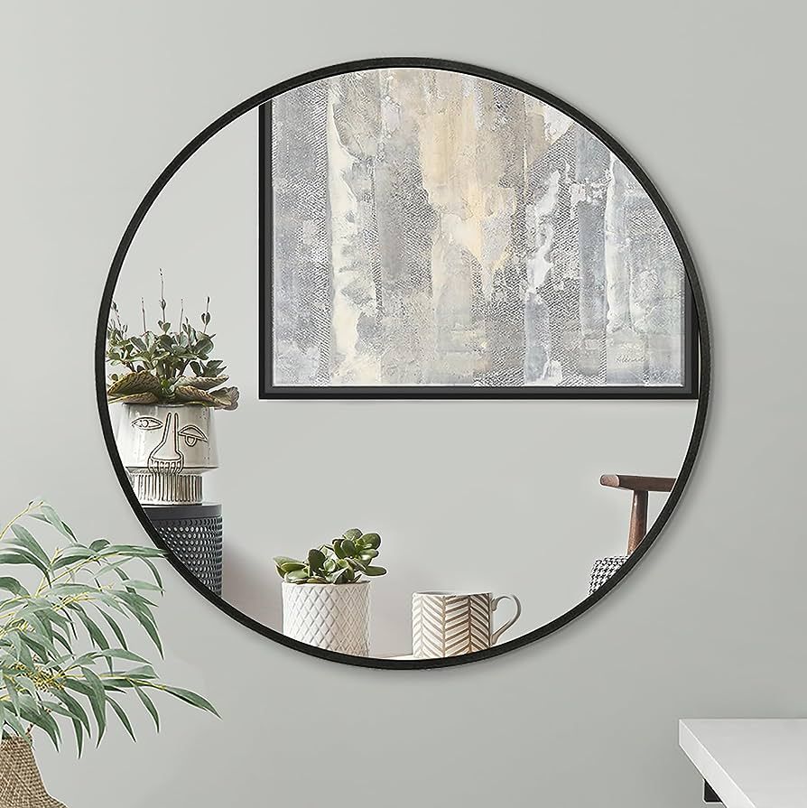 Americanflat 32" Framed Round Black Mirror - Bathroom Wall Mirror, Bedroom, Entryway, Living Room... | Amazon (US)