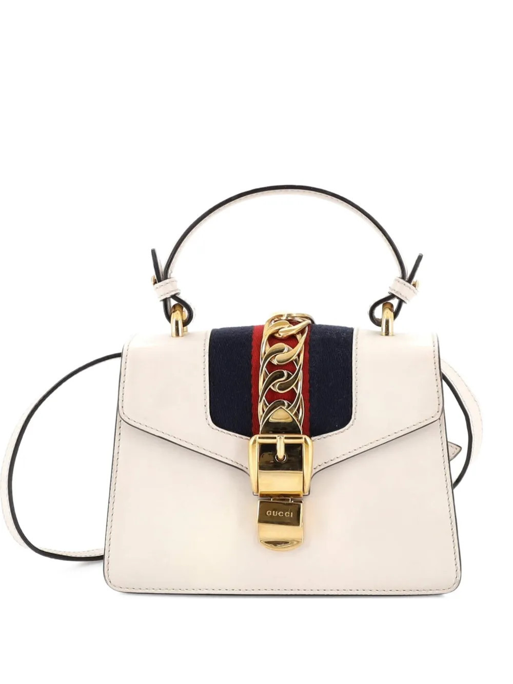 Gucci Pre-Owned Sylvie Top Handle Bag Leather Mini satchel - White | Farfetch Global